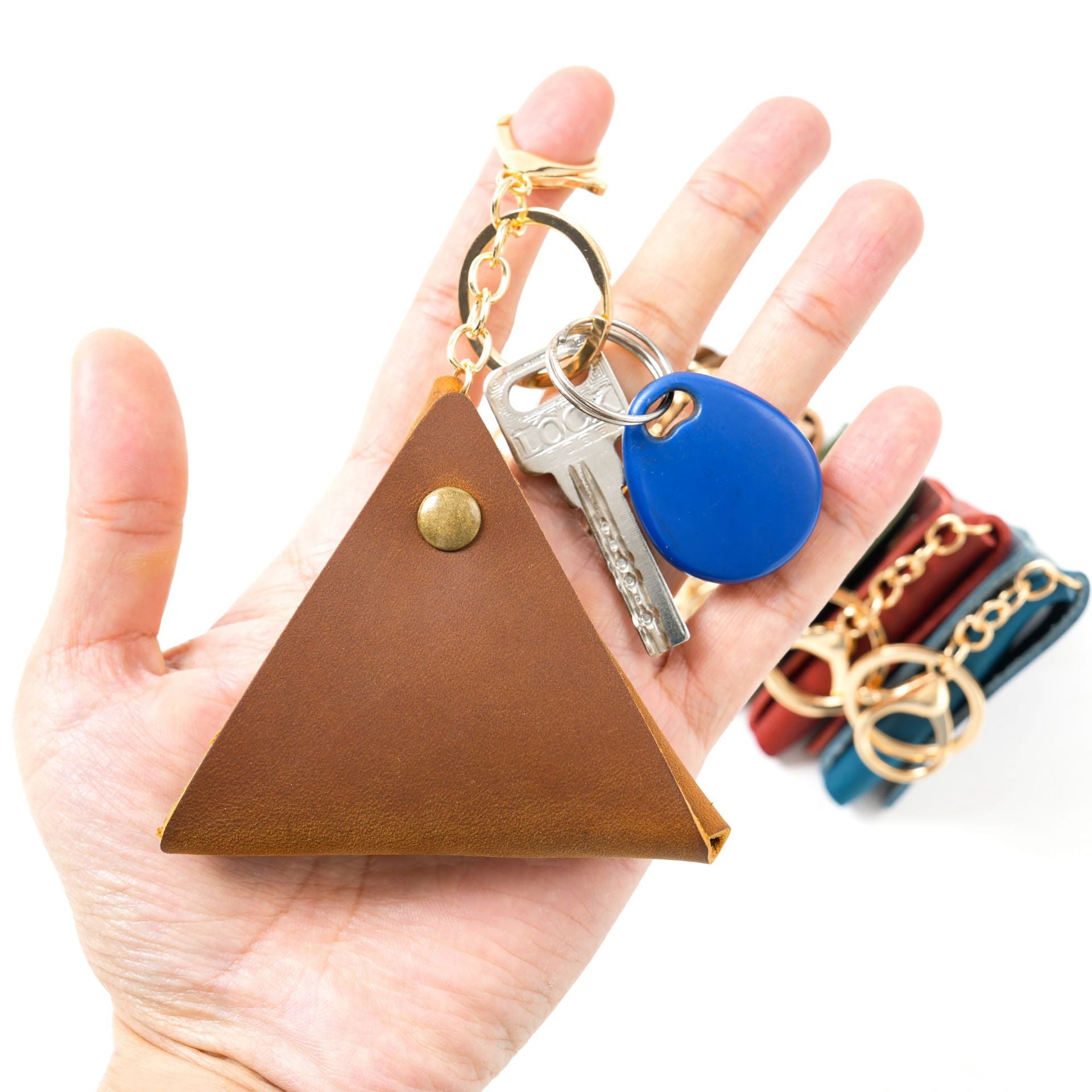 Wholesale Vintage Handmade Top Layer Cowhide Mini Coin Purse Leather Keychain
